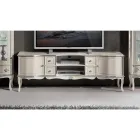 Living Room TV Stand White and Silver Wood Made in Italy - Windsor Viadurini