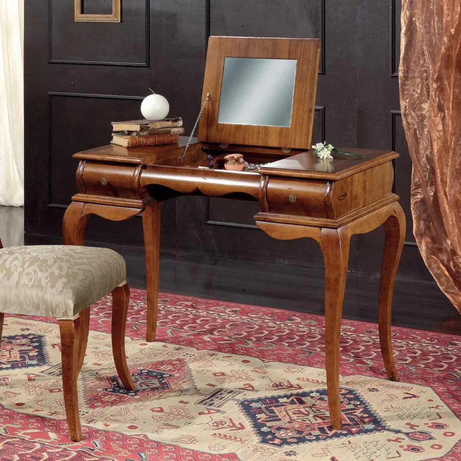 Classic Makeup Dressing Table in Walnut Wood Made in Italy - Hastings Viadurini