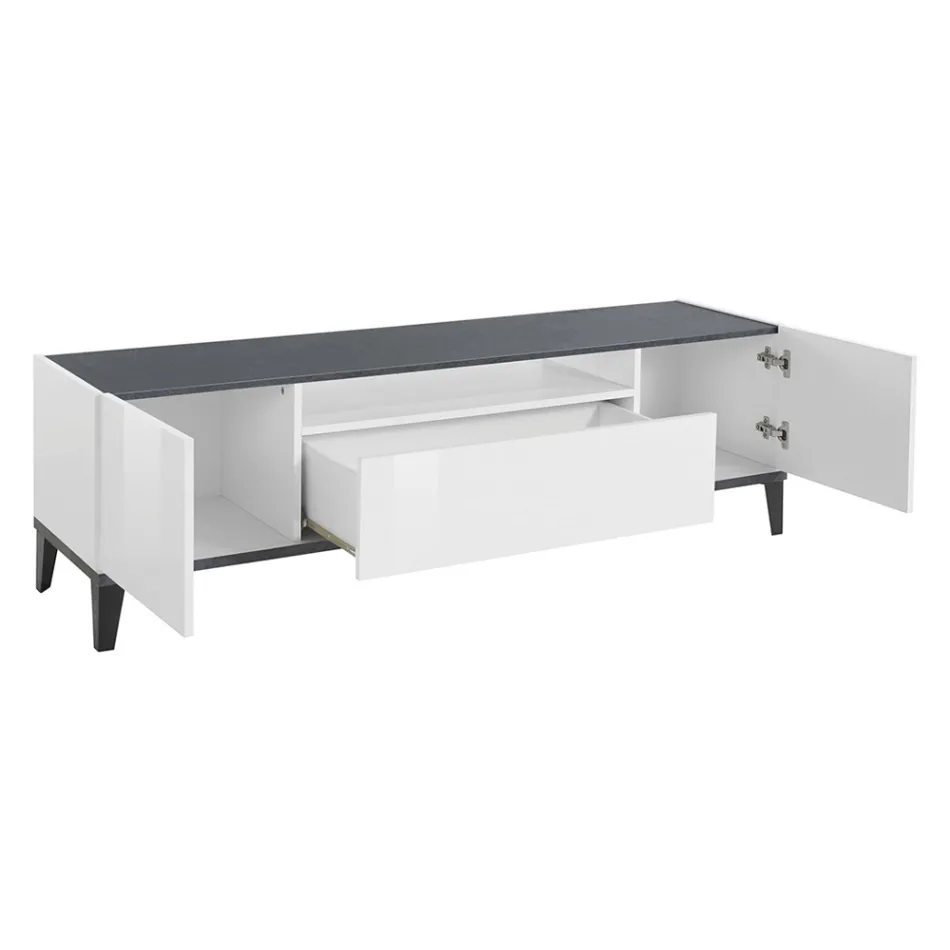 Mobile TV in Melamine 2 Rooms and 1 Drawer Made in Italy - Florentino Viadurini