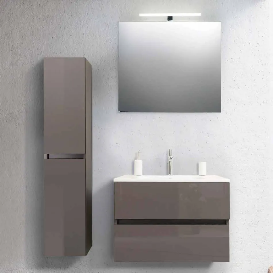 Suspended Bathroom Furniture in Mdf Lacquered Made in Italy - Becky Viadurini