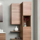 Suspended Design Bathroom Furniture in Melamine Walnut - Becky Viadurini
