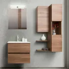 Suspended Design Bathroom Furniture in Melamine Walnut - Becky Viadurini