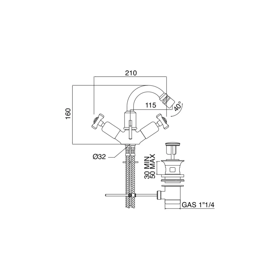 Single Hole Bidet in Heavy Brass with Waste Made in Italy - Polignano Viadurini