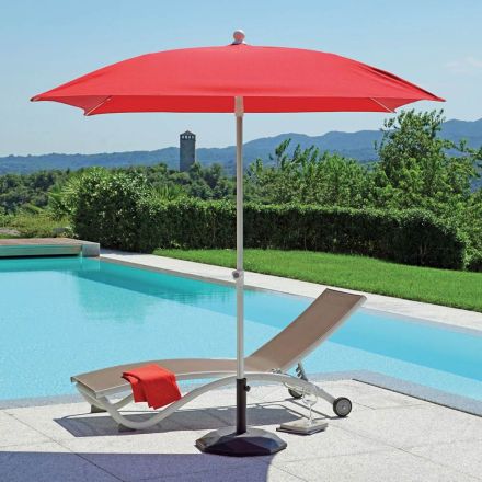 Garden Umbrella with Structure in Striped Aluminum and Fabric - Renaud Viadurini