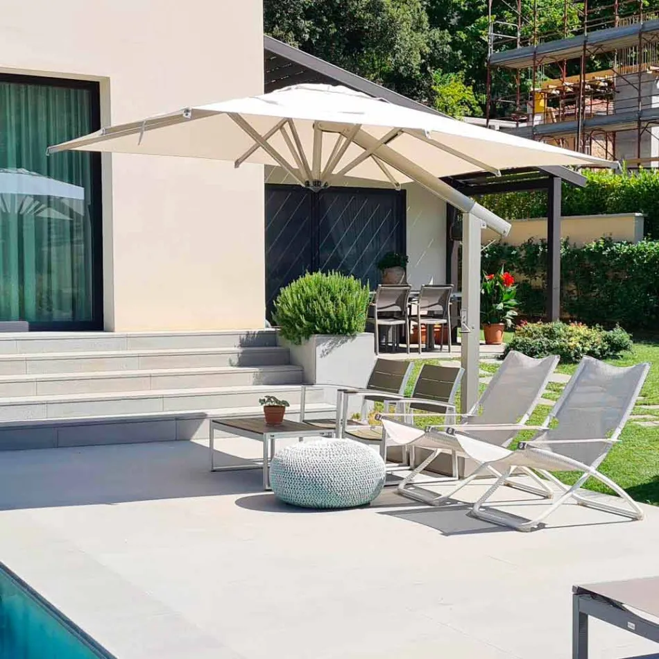 Garden Umbrella in White or Anthracite Aluminum 300x200 cm - Lapillo Viadurini