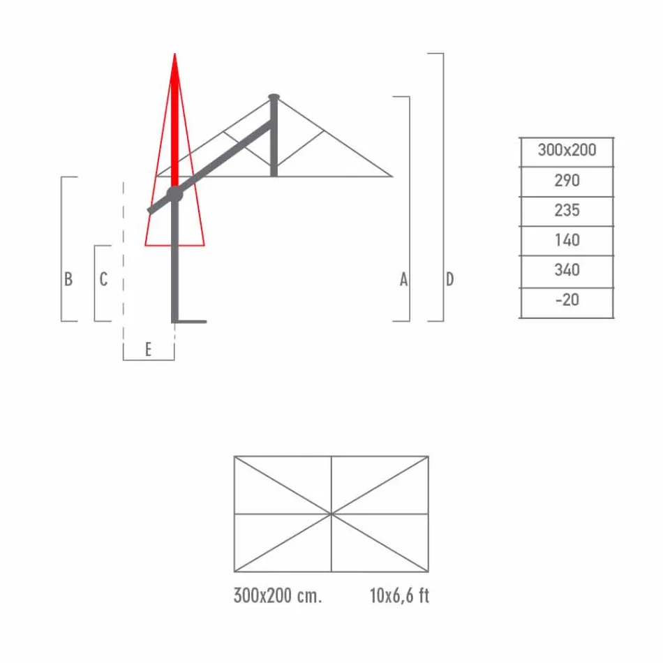 Garden Umbrella in White or Anthracite Aluminum 300x200 cm - Lapillo Viadurini