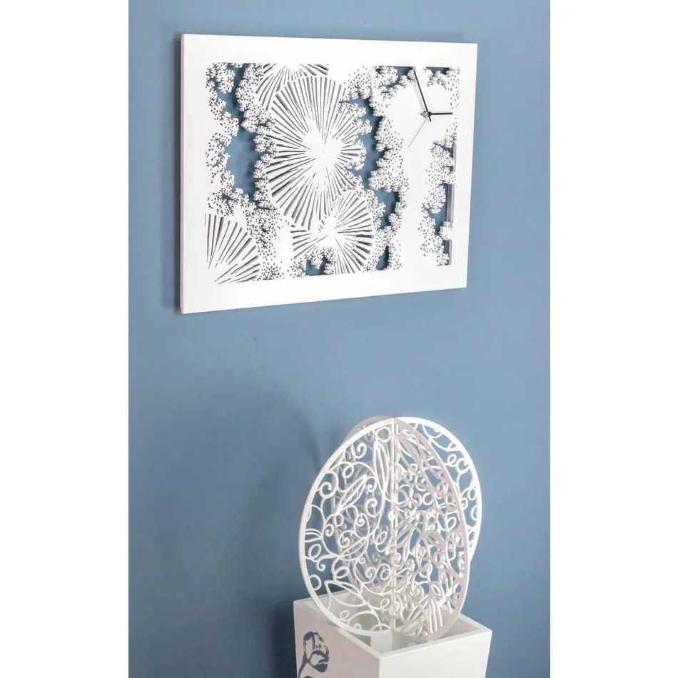 Design Wall Clock in White Wood or Rectangular Taupe - Artifice Viadurini