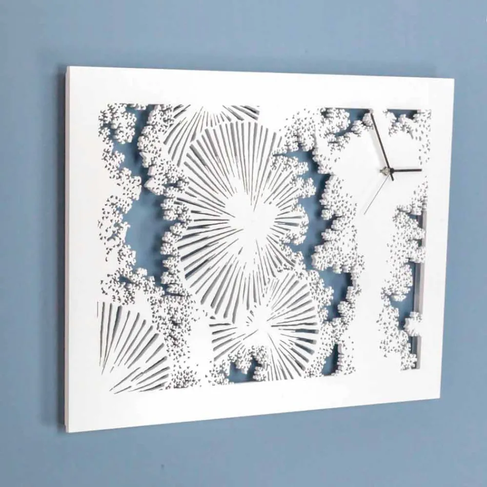 Design Wall Clock in White Wood or Rectangular Taupe - Artifice Viadurini