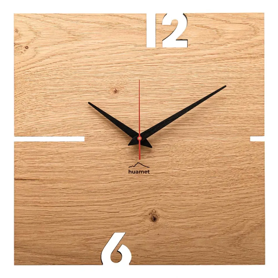 Square Wall Clock in Oak, Pine or Walnut Made in Italy - Bethel Viadurini