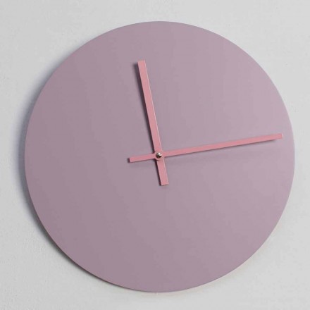 Modern and Round Pink Design Wall Clock in Wood Made in Italy - Imalia Viadurini