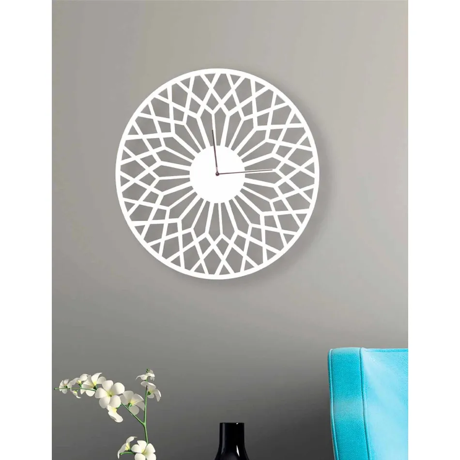 Large and Modern Design Wall Clock in Round Colored Wood - Dandalo Viadurini