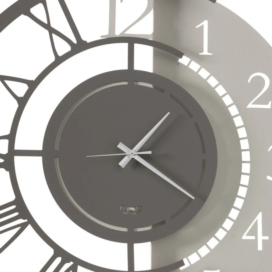 Modern Round Design Iron Wall Clock Double Numbering - Kassio Viadurini