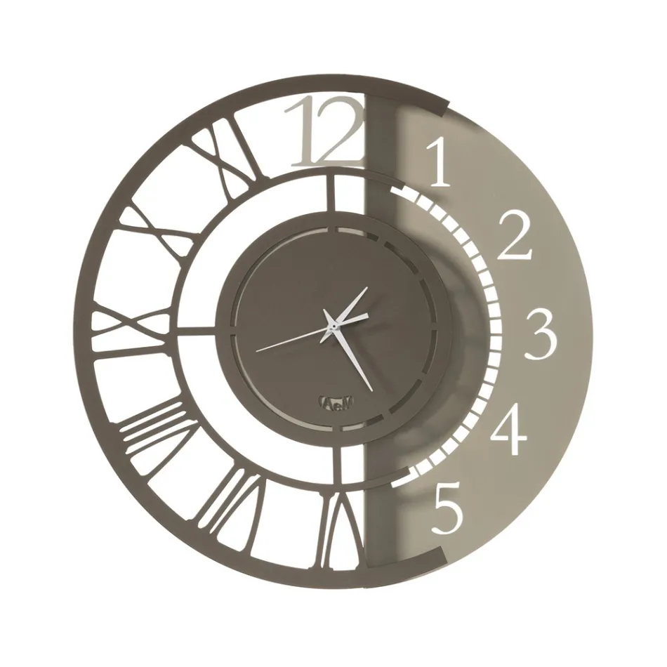 Modern Round Design Iron Wall Clock Double Numbering - Kassio Viadurini