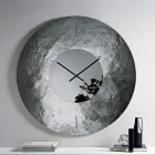 Cinzia - Hammered Back-Silvered Fused Glass Wall Clock Made in Italy Viadurini