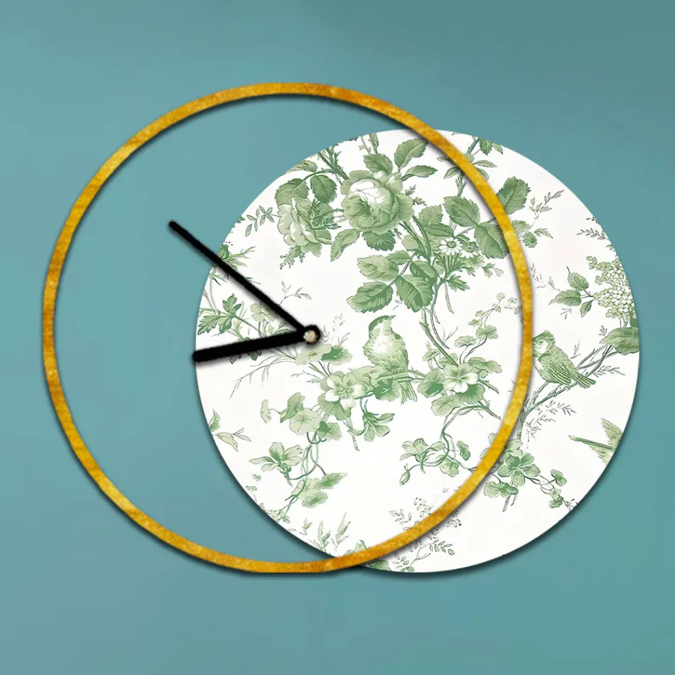 Clock with Wooden Panel and Print Made in Italy - Malawi Viadurini