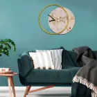 Clock with Wooden Panel and Print Made in Italy - Malawi Viadurini