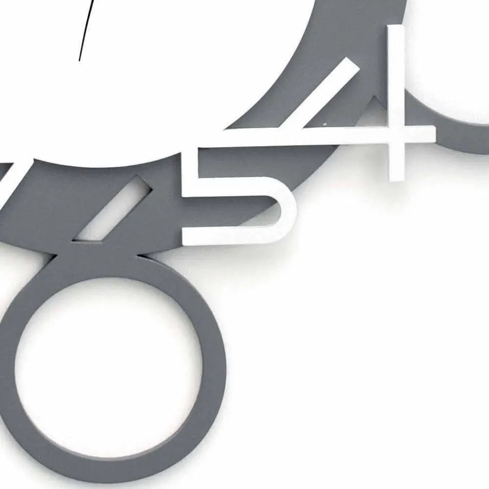 Large and Modern Design Wall Clock in White and Gray Wood - Digit Viadurini