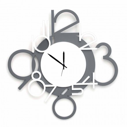 Large and Modern Design Wall Clock in White and Gray Wood - Digit Viadurini