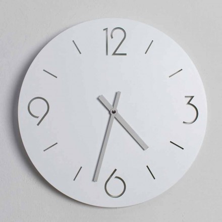 Classic Design White Wall Clock in Round Wood - Settimio Viadurini