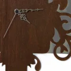 Modern Design Wall Clock in Decorated Dark Wood and White - Fairy Tale Viadurini