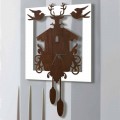 Modern Design Wall Clock in Decorated Dark Wood and White - Fairy Tale