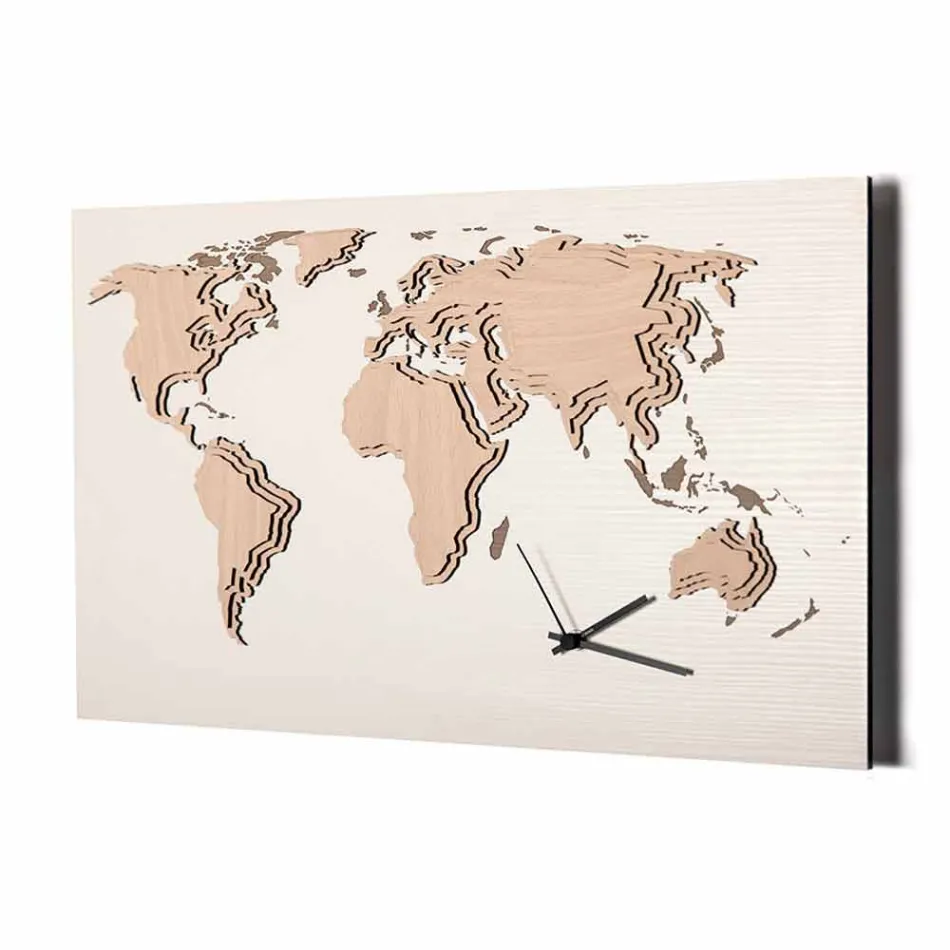 Wooden Wall Clock with Planisphere Design Living Room Decoration - Mappo Viadurini