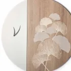 Round Design Wooden Wall Clock with Decorations, 2 Finishes - Ginkgo Viadurini