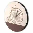Round Design Wooden Wall Clock with Decorations in 2 Finishes - Byko Viadurini