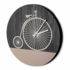 Round Design Wooden Wall Clock with Decorations in 2 Finishes - Byko Viadurini