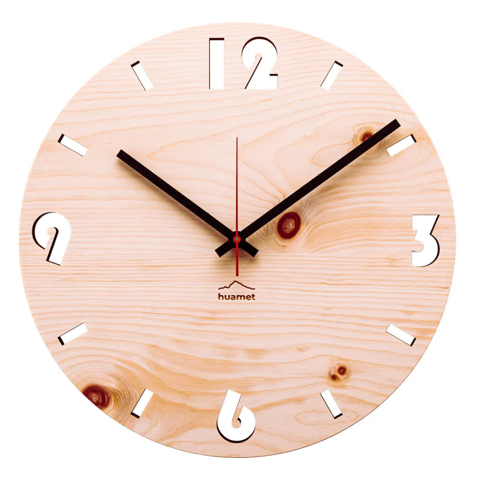 Wall clock in Swiss pine wood made in Italy Andrea Viadurini