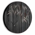 Wall Clock in Oak Wood or Blackboard Laser Engraved Design Round - Kanno Viadurini