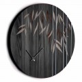 Wall Clock in Oak Wood or Blackboard Laser Engraved Design Round - Kanno