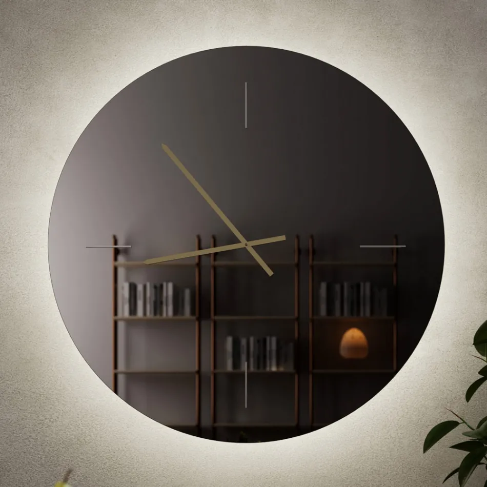 Glass Wall Clock with Satin Brass Hands - Radia Viadurini