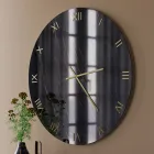 Black Gold Marble Effect Glass Wall Clock with Brass Hands - Cortex Viadurini