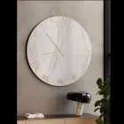 Calacatta Marble Effect Glass Wall Clock with Brass Hands - Axis Viadurini