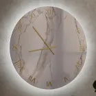 Calacatta Marble Effect Glass Wall Clock with Brass Hands - Axis Viadurini