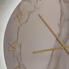 Calacatta Marble Effect Glass Wall Clock with Brass Hands - Axis Viadurini
