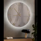 Calacatta Marble Effect Glass Wall Clock with Brass Hands - Axis Viadurini