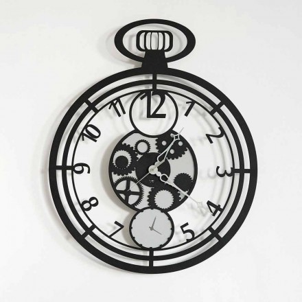 Modern Circular Wall Clock in Colored Iron Made in Italy - Cherry Viadurini