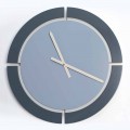 Modern Design Round Wall Clock in Avio Blue White Wood - Savio
