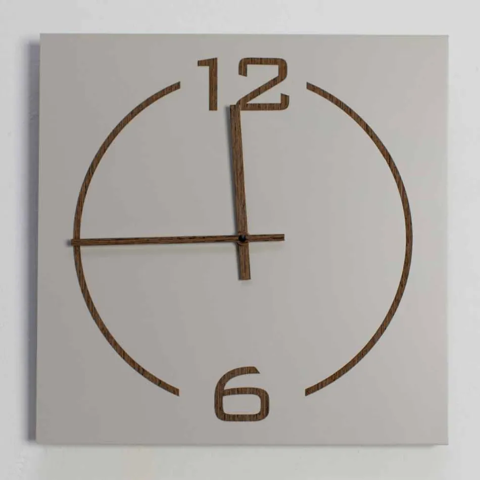 Square Wall Clock and Modern Design in Beige and Brown Wood - Tabata Viadurini