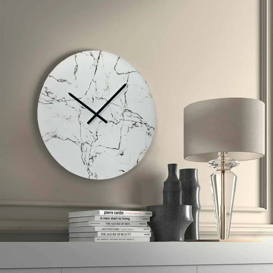 Round Wall Clock Marble Effect Without Numbers Made in Italy - Dial Viadurini