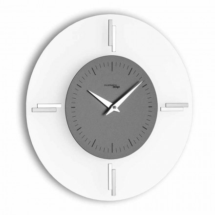 Round Wall Clock in Methacrylate and Aluminum Made in Italy - Syria Viadurini