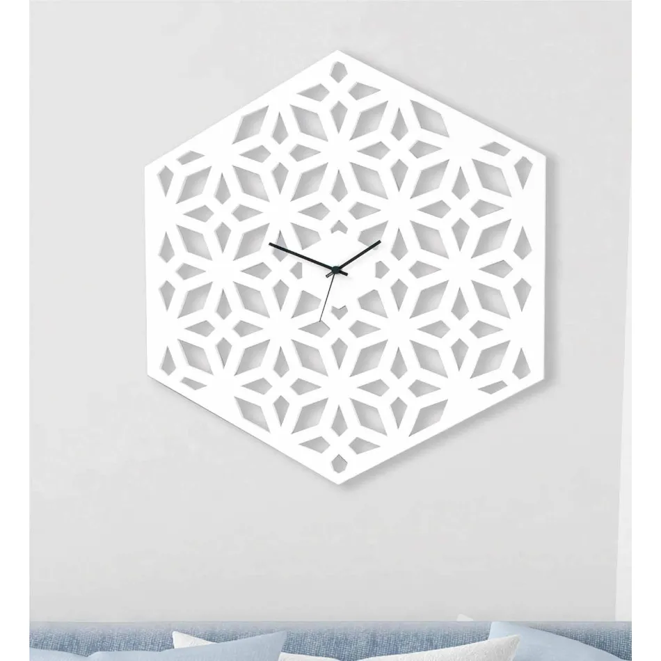 Large Design Wall Clock in White Dove Gray Green or Pink Wood - Tarto Viadurini