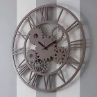 Large Round Wooden Wall Clock in Shabby Colored Design - Mechanic Viadurini