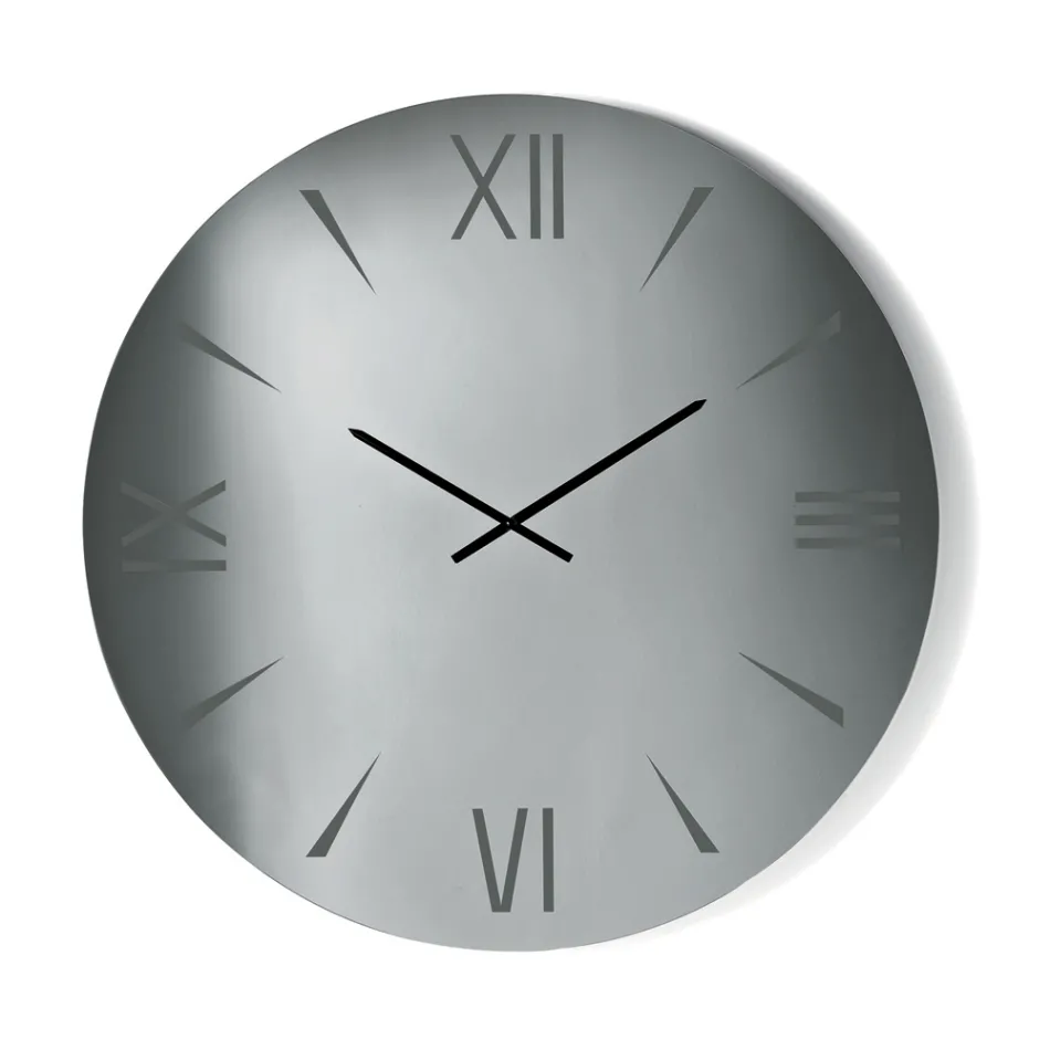 Round Mirrored Glass Clock with Laser-Engraved Numbers - Clelia Viadurini