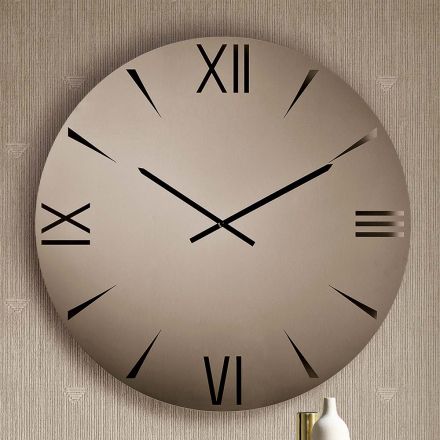 Round Mirrored Glass Clock with Laser-Engraved Numbers - Clelia Viadurini