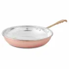 Round Frying Pan in Hand Tinned Copper with Handle and Lid 24 cm - Gianluigi Viadurini