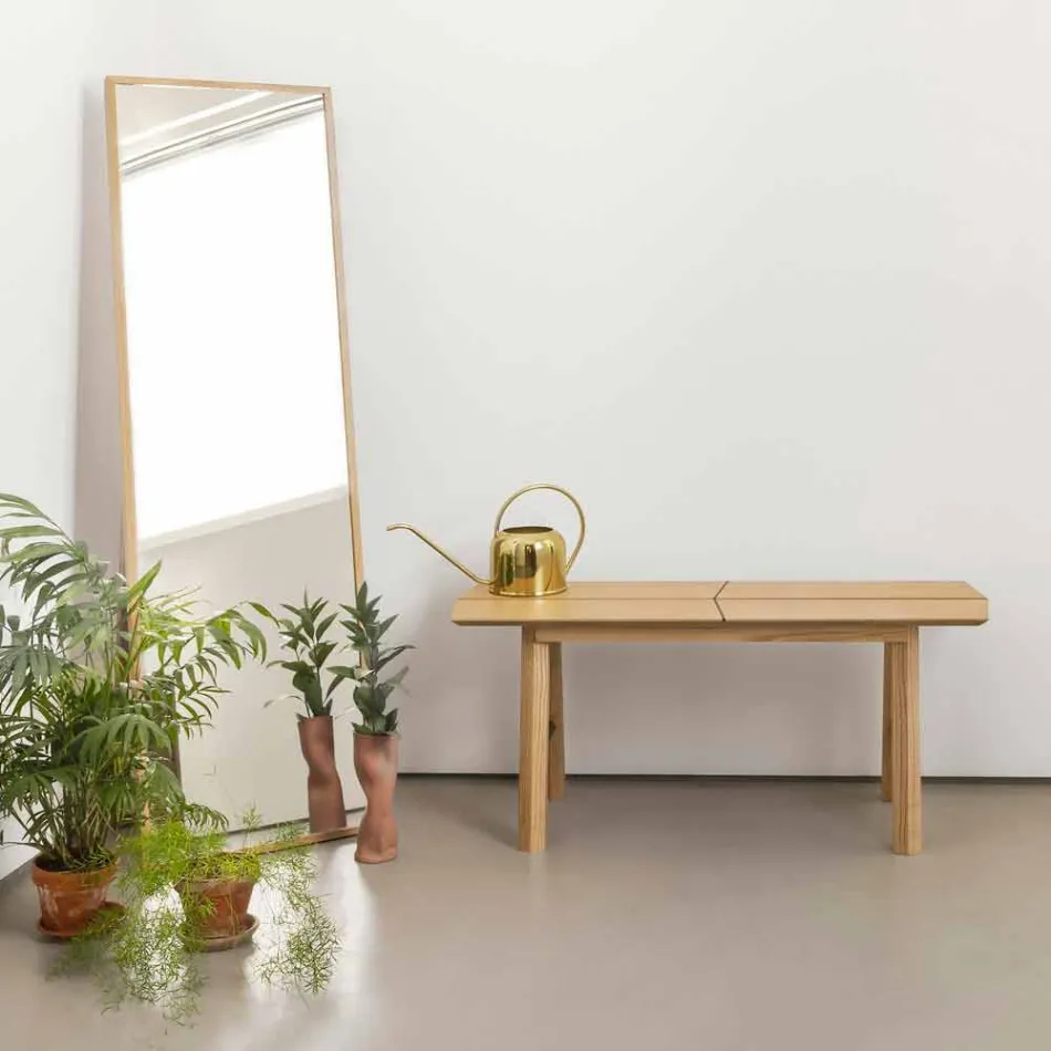 Modern Design Bench in Ash Wood with Veneered Seat - Andria Viadurini