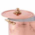 High Pot in Hand Tinned Copper with Handles and Lid 20 cm - Mariarita Viadurini